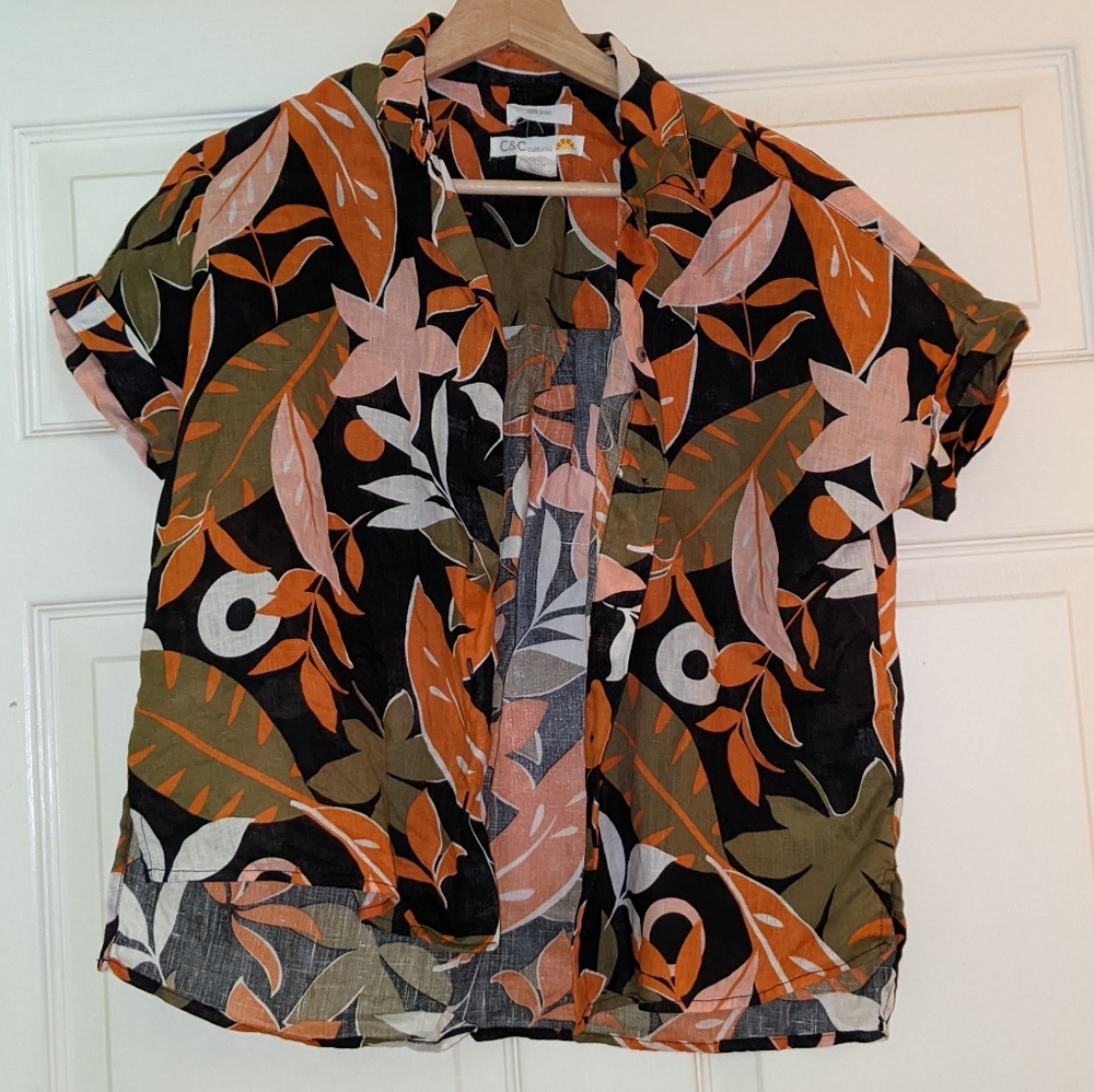 100% Linen Tropical Floral Shirt